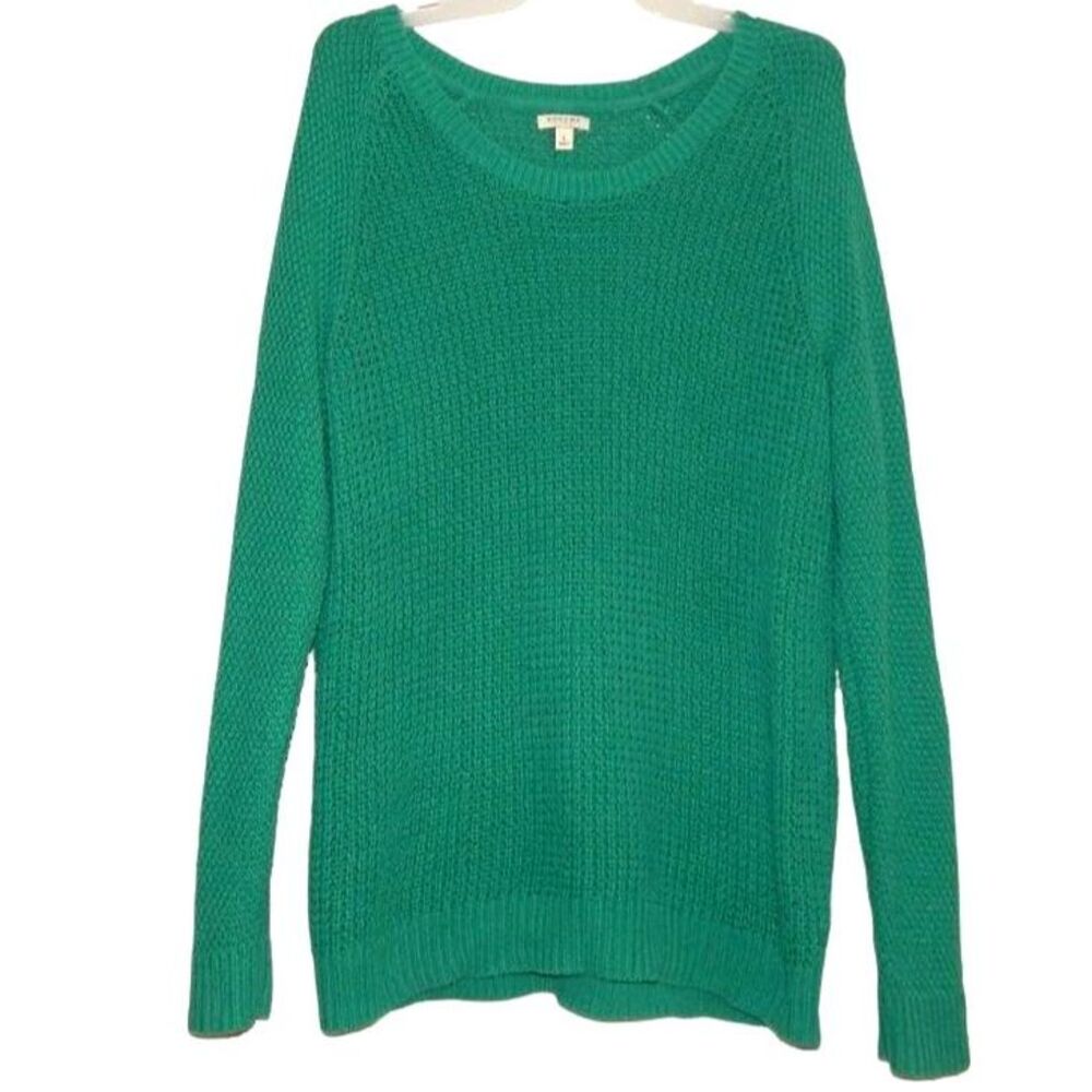 Sonoma Women’s Large Jade Green Knit Tunic Sweater Top Long Sleeve Cotton Blend